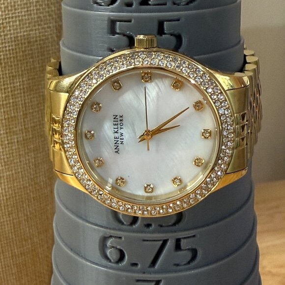 Anne Klein New York Womens Gold-Tone Watch With Crystal Accents & Mother-Of-Pear - Picture 7 of 14